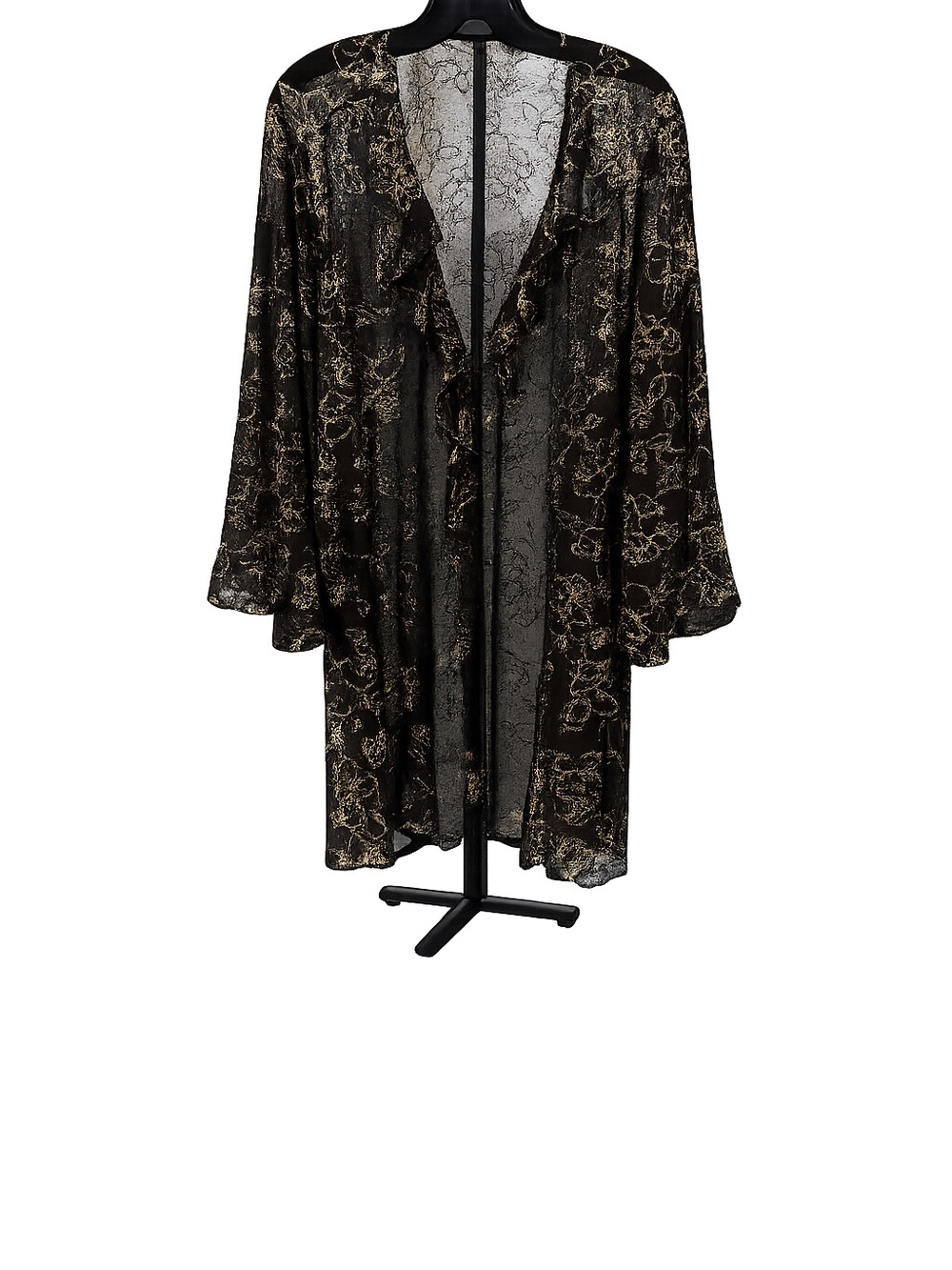 Torrid Sheer Black & Gold Floral Kimono. NWOT.